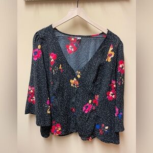 BP. Floral Bell Sleeve Top